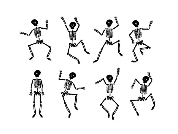 Vector hand drawn illustration concept of Dancing happy halloween skeleton — Stock Vector