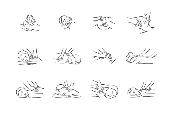 Vektor illustration begreppet Massage kropp koppla av symbolikon på vit bakgrund — Stock vektor