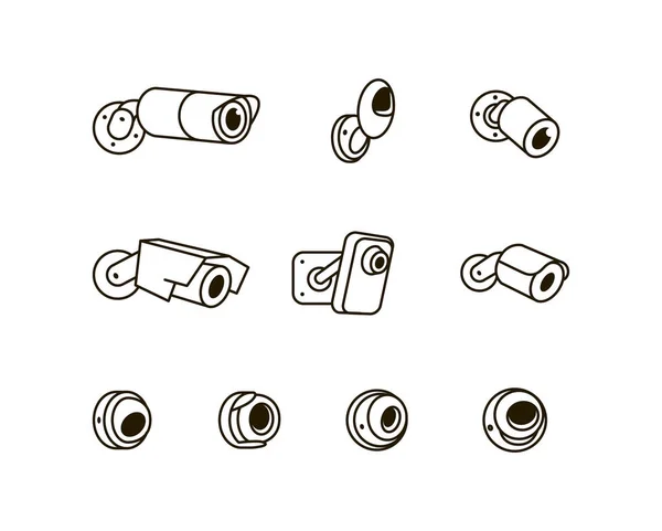 Vigilância CCTV câmera de segurança ícone do vetor ilustração isolada no fundo branco — Vetor de Stock