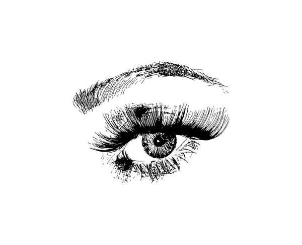 Vector hand drawn women fashion eye make up illustration on white background — Stock Vector
