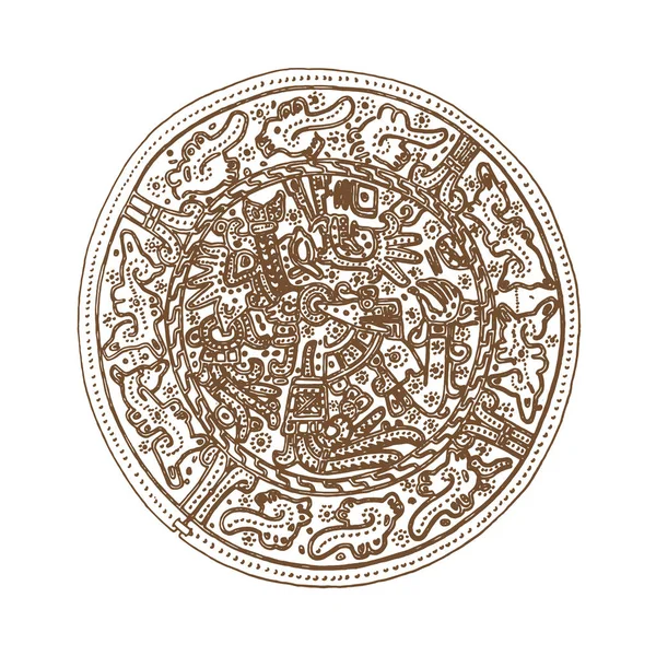 Vintage graphiques maya glyphes, inca et aztèque ornements du zodiaque et des symboles dans le vieux style indien américain.Illustration vectorielle et dessin doodle pour le design . — Image vectorielle