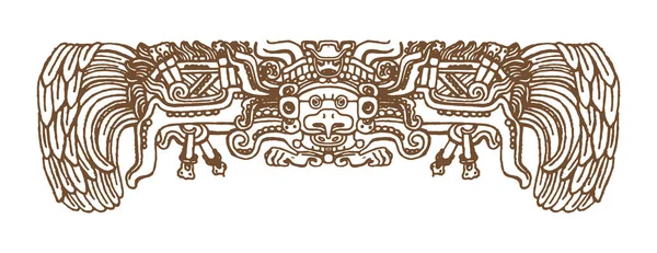 Vintage grafik maya Glifler, İnka ve Aztek zodyak süsler ve semboller eski Kızılderili stilinde. Vektör çizim ve tasarım için çizim doodle. 