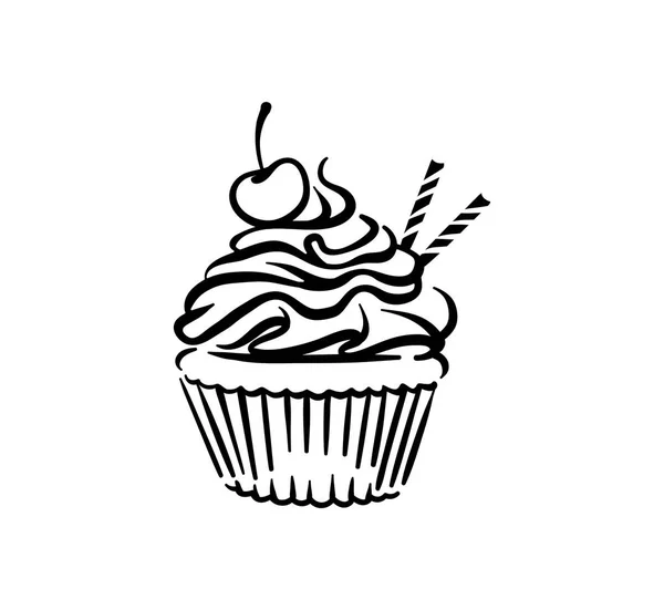 Színes grafikus Cupcake ikonra a fehér háttér vektor illusztráció fogalma — Stock Vector