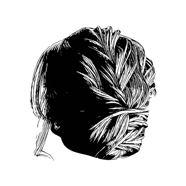 Vecteur élégant vintage rétro femme vague coiffure illustration dessinée à la main isolé sur fond blanc — Image vectorielle
