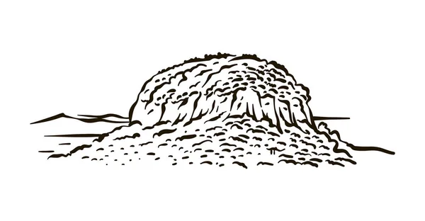 North Carolinas Pilot Mountain State ilustración dibujada a mano sobre fondo blanco — Vector de stock