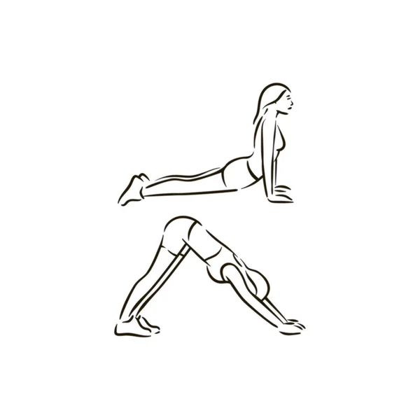 Ejercicio de fitness trabajar vector ilustración sobre fondo blanco — Archivo Imágenes Vectoriales