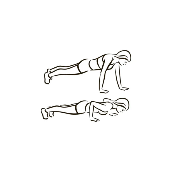 Esercizio di fitness lavorare vettore illustrazione su sfondo bianco — Vettoriale Stock