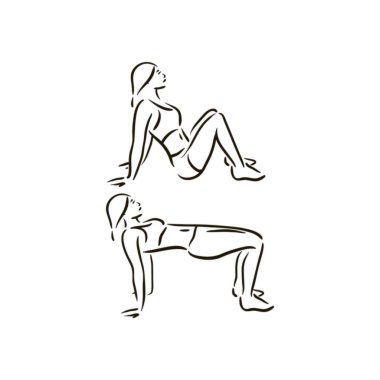 Fitness Egzersiz illüstrasyon vektör beyaz arka plan üzerinde çalışma