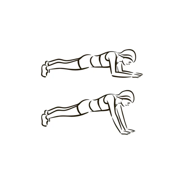 Ejercicio de fitness trabajar vector ilustración sobre fondo blanco — Archivo Imágenes Vectoriales