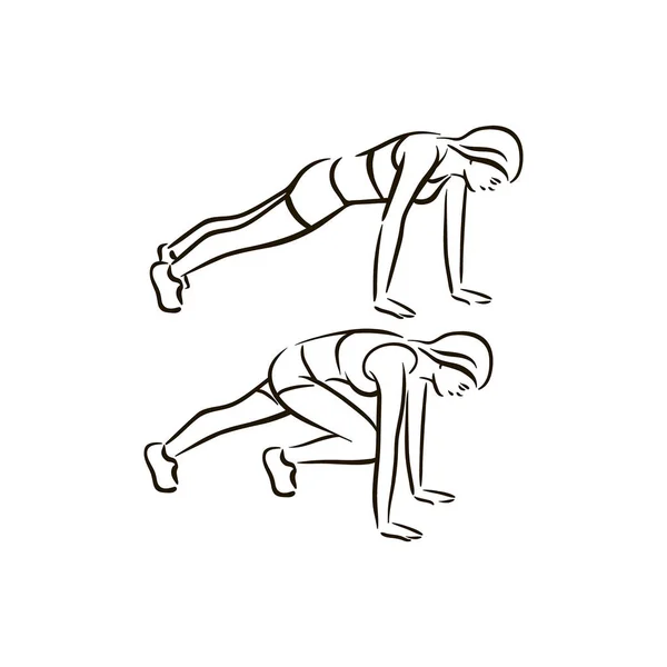 Esercizio di fitness lavorare vettore illustrazione su sfondo bianco — Vettoriale Stock
