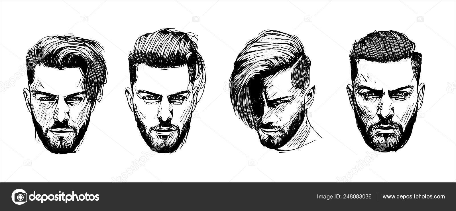 Vector hand drawn man hairstyle silhouettes illustration on white  background Stock Vector Image by ©ArthaDesignStudio #248083036