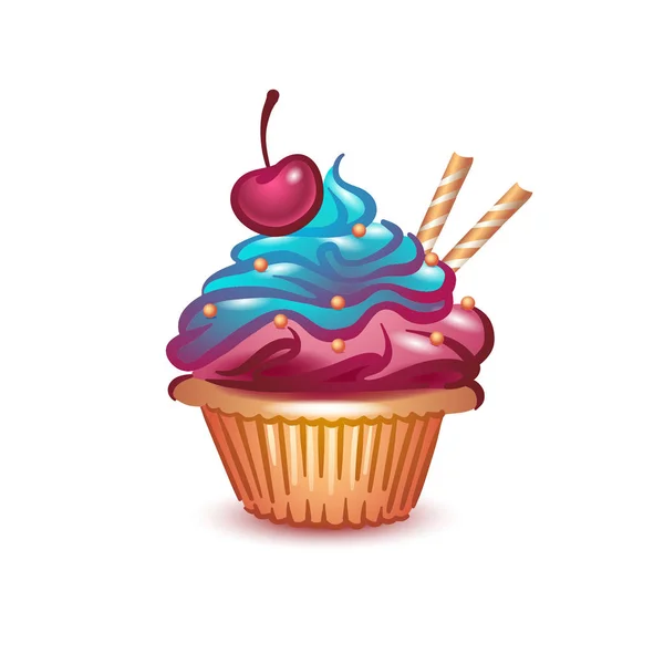 Színes grafikus Cupcake ikonra a fehér háttér vektor illusztráció fogalma — Stock Vector