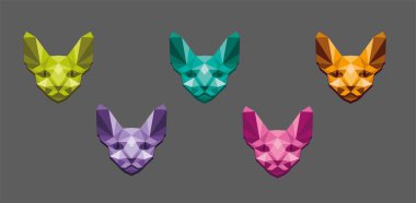 Vektör illüstrasyon kavramı poligonal Sfenks. Beyaz arka plan üzerinde renkli