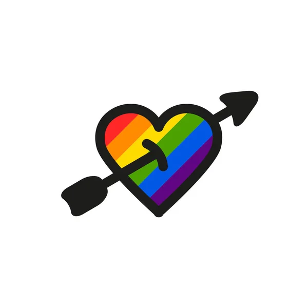 Vektor abstrakte Doodles Muster. handgezeichnetes Herz Stolz, Liebe, Frieden mit Regenbogen. Schwulenparade-Slogan. lgbt-Rechtssymbol. — Stockvektor