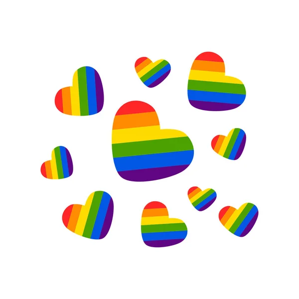 Vektor abstrakte Doodles Muster. handgezeichnetes Herz Stolz, Liebe, Frieden mit Regenbogen. Schwulenparade-Slogan. lgbt-Rechtssymbol. — Stockvektor