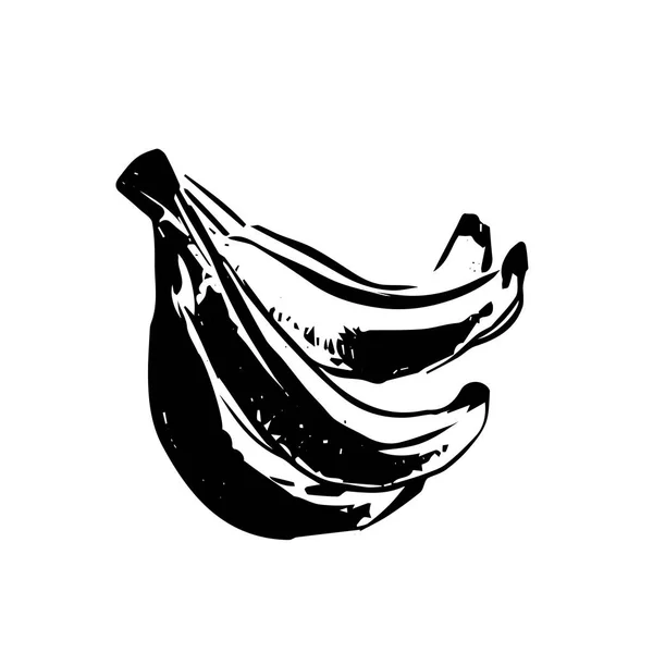 Croquis vectoriel en couleur noire dessinée à la main de banane sur fond blanc — Image vectorielle
