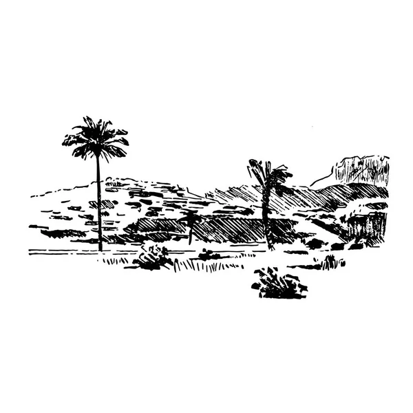 Черный пейзаж африканского сафари на белом фоне — стоковый вектор