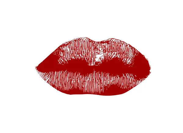 Concept d'illustration vectorielle des lèvres. Rouge sur fond blanc — Image vectorielle