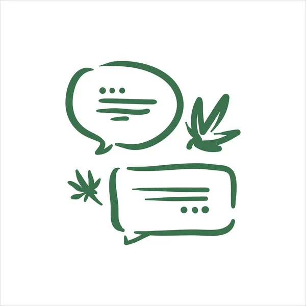 Ilustração vetorial de conversa de cannabis conversa bolha sobre fundo branco — Vetor de Stock