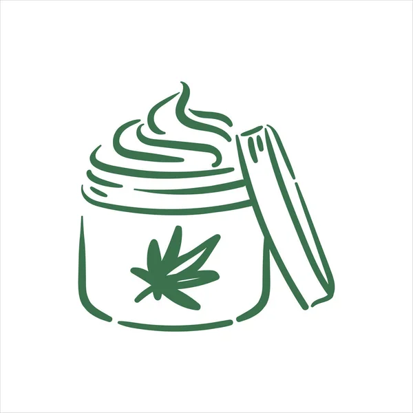 Vector mão desenhado cannabis creme ilustração no fundo branco —  Vetores de Stock