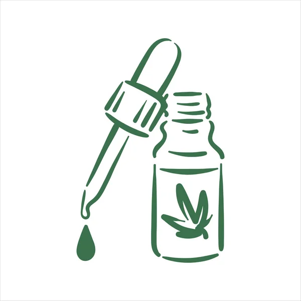 Vector mão desenhada cannabis gotas ilustração no fundo branco — Vetor de Stock