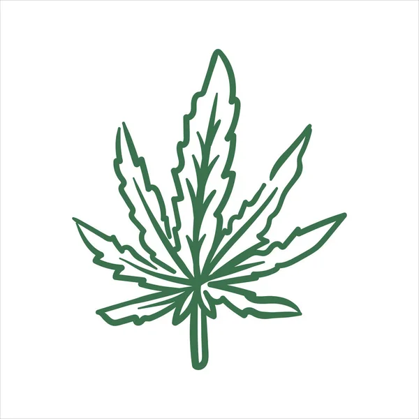 Vector mão desenhado cannabis folha ilustração no fundo branco — Vetor de Stock