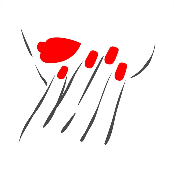 Ilustración dibujada a mano vectorial de manicura y esmalte de uñas en manos de mujer — Vector de stock