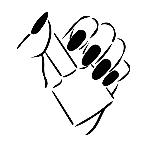 矢量手绘插图的修甲和指甲油在妇女手 — 图库矢量图片