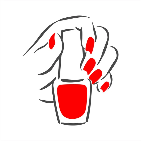 manicure, mãos de mulher pintando com desenhos animados de esmalte vermelho  13651376 Vetor no Vecteezy