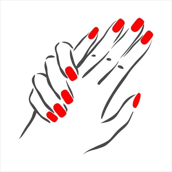 Vetor mão desenhada ilustração de manicure e esmalte nas mãos da mulher —  Vetores de Stock