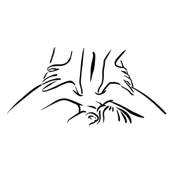 Векторная ручная иллюстрация процесса массажа на белом фоне — стоковый вектор