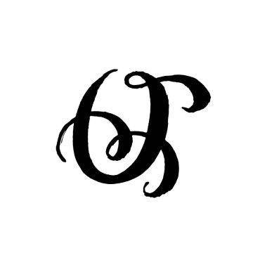 Güzel el yazısı büyük harf O beyaz arkaplanda buklelerle