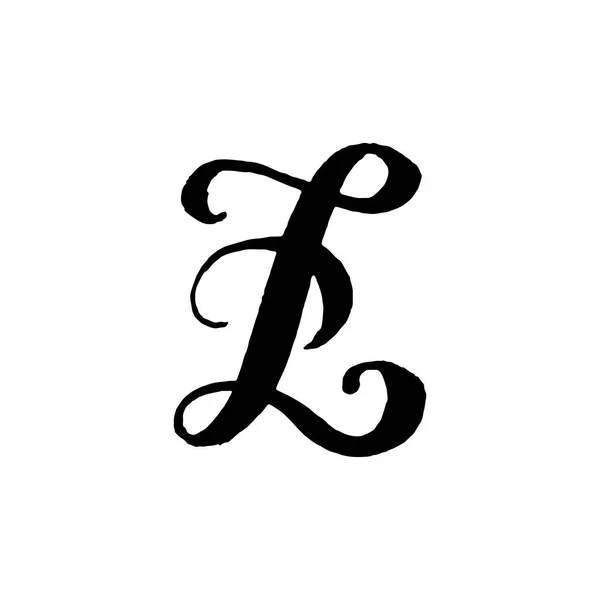 Piękny ręcznie napisane duże litery L z loki na białym tle — Wektor stockowy