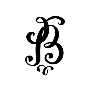 Beyaz arka planda bukleleri olan güzel el yazısı büyük harf B