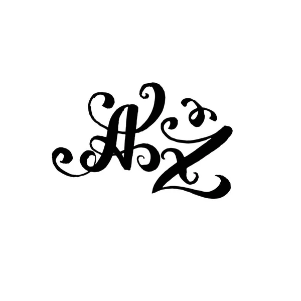 手绘字母 A 和 Z 用于婚礼徽标在白色背景上的单字设计 — 图库矢量图片