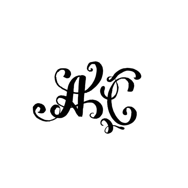 Ručně nakreslené dopisy A a C pro svatební logo monogram design na bílém pozadí — Stockový vektor