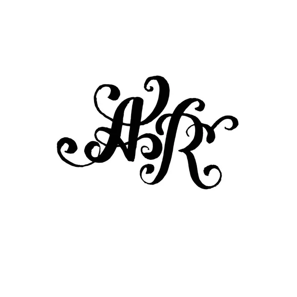 Ręcznie rysowane litery A i R dla logo ślubu Monogram projekt na białym tle — Wektor stockowy