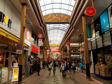 Nagasaki, Japonya - 19.05.2018: alışveriş bölgesine Çin kasaba pazarında