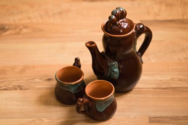 Vintage seramik Çaydanlık ve bardak