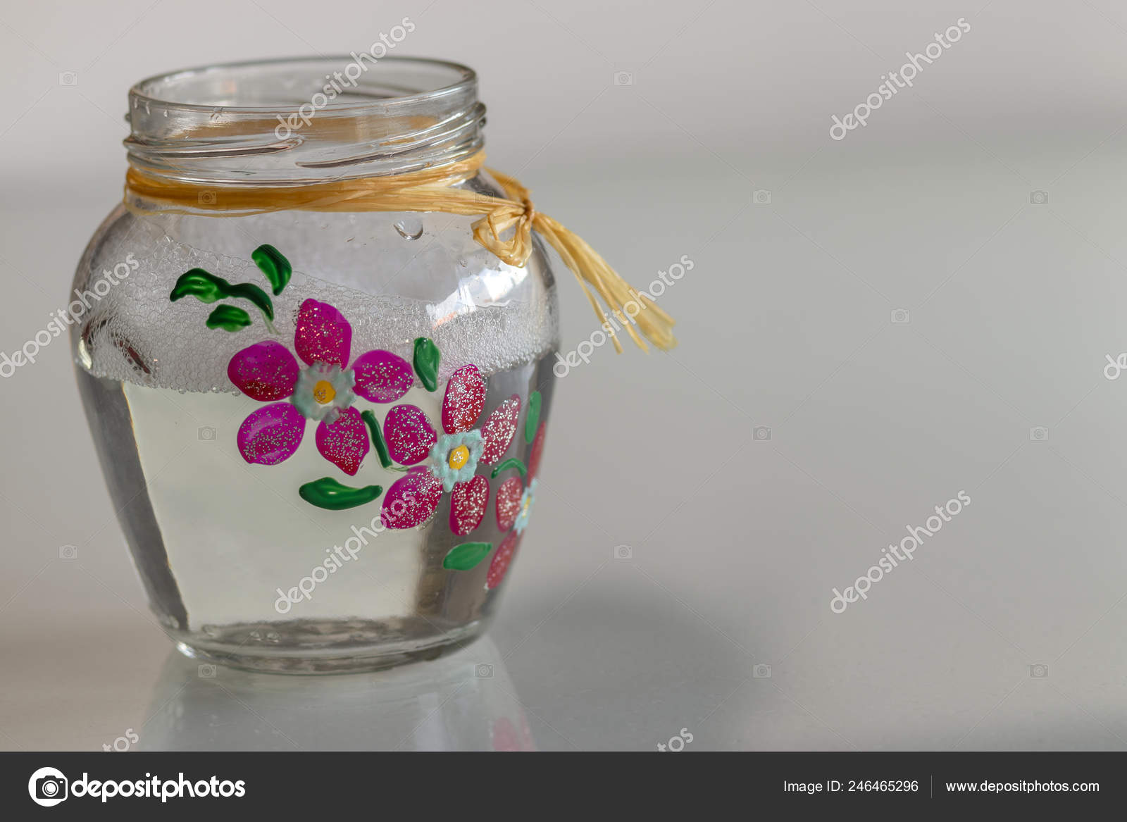 Glass Jar Decorated Flowers Stock Photo C Serdjophoto 246465296