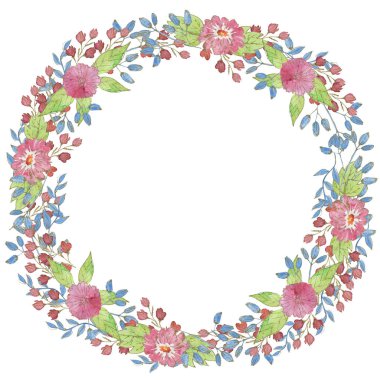  çiçekler ile bahar suluboya arka plan. Çiçekçi çerçeve dekoru.