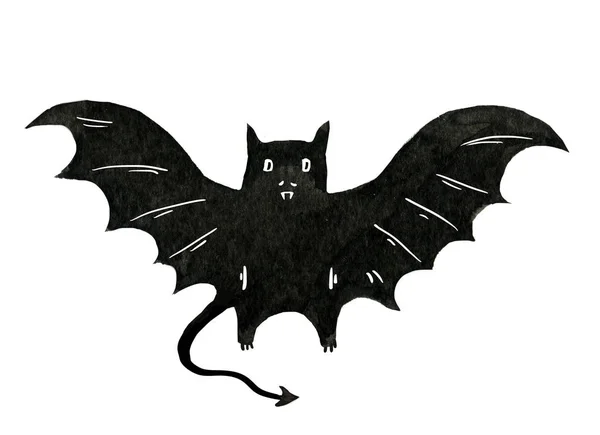 Morcego Tinta Preta Fundo Branco — Fotografia de Stock