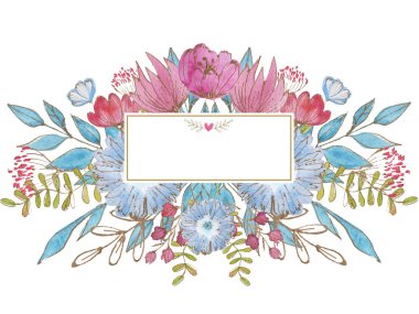  çiçekler ile bahar suluboya arka plan. Çiçekçi çerçeve dekoru.