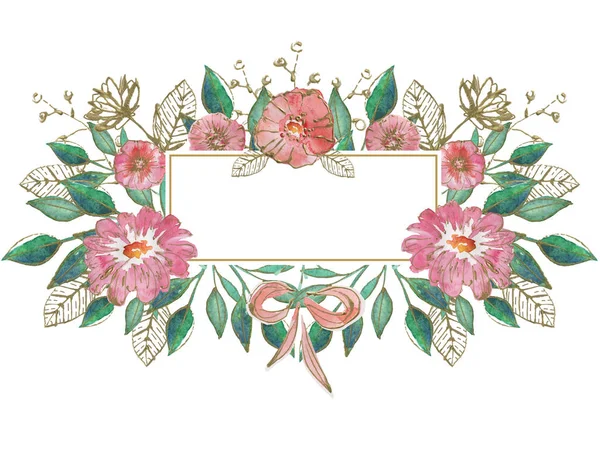 Весняний Акварельний Фон Квітами Флористичний Декор Рамки — стокове фото