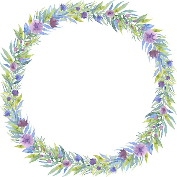Frühling Aquarell Hintergrund Mit Blumen Floristisches Rahmendekor — Stockfoto