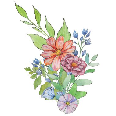  çiçekler ile bahar suluboya arka plan. Çiçekçi çerçeve dekoru.