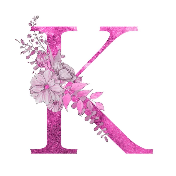 Letter Alphabet Flowers Leaves Floral Elegant Design Stock Photo by ...