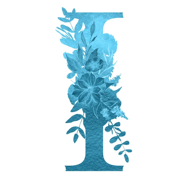 Letter Van Het Alfabet Met Bloemen Bladeren Floral Elegant Design — Stockfoto