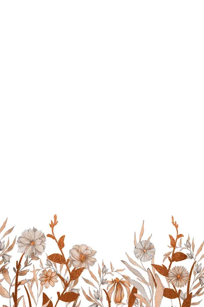 Vår Akvarell Bakgrund Med Blommor Floristisk Ram Dekor — Stockfoto