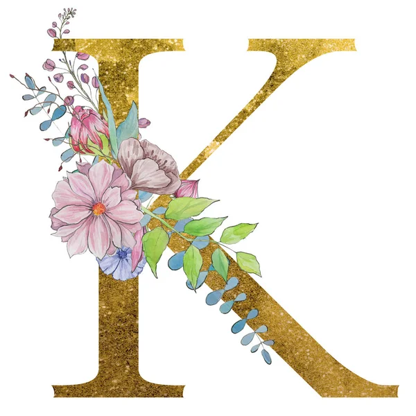 Letter Alphabet Flowers Leaves Floral Elegant Design — Stock Photo, Image